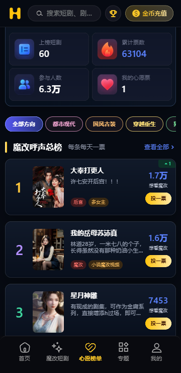 黄果漫剧分类浏览界面